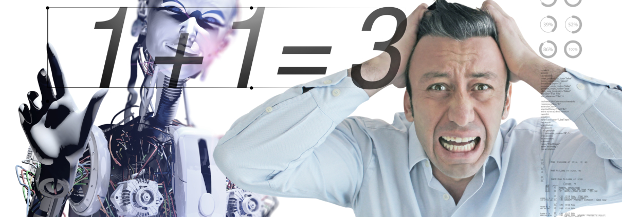 Mensch verzweifelt beim Anwenden künstlicher Intelligenz